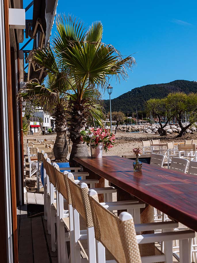 Terrasse sur la plage Péno à Carqueiranne Terrasse bord de mer